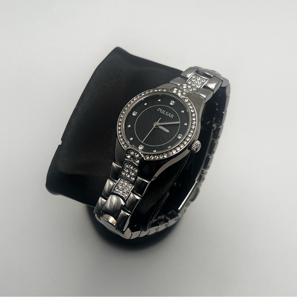 PULSAR Watch Silver and Black with Rhinestone Accents - Picture 10 of 11